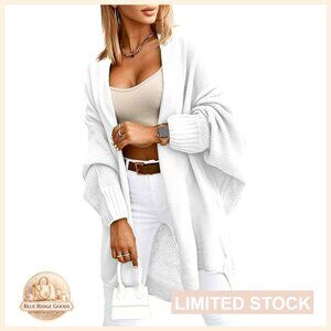 Oversized Cardigan with Batwing Sleeves Open Front Long Sweater